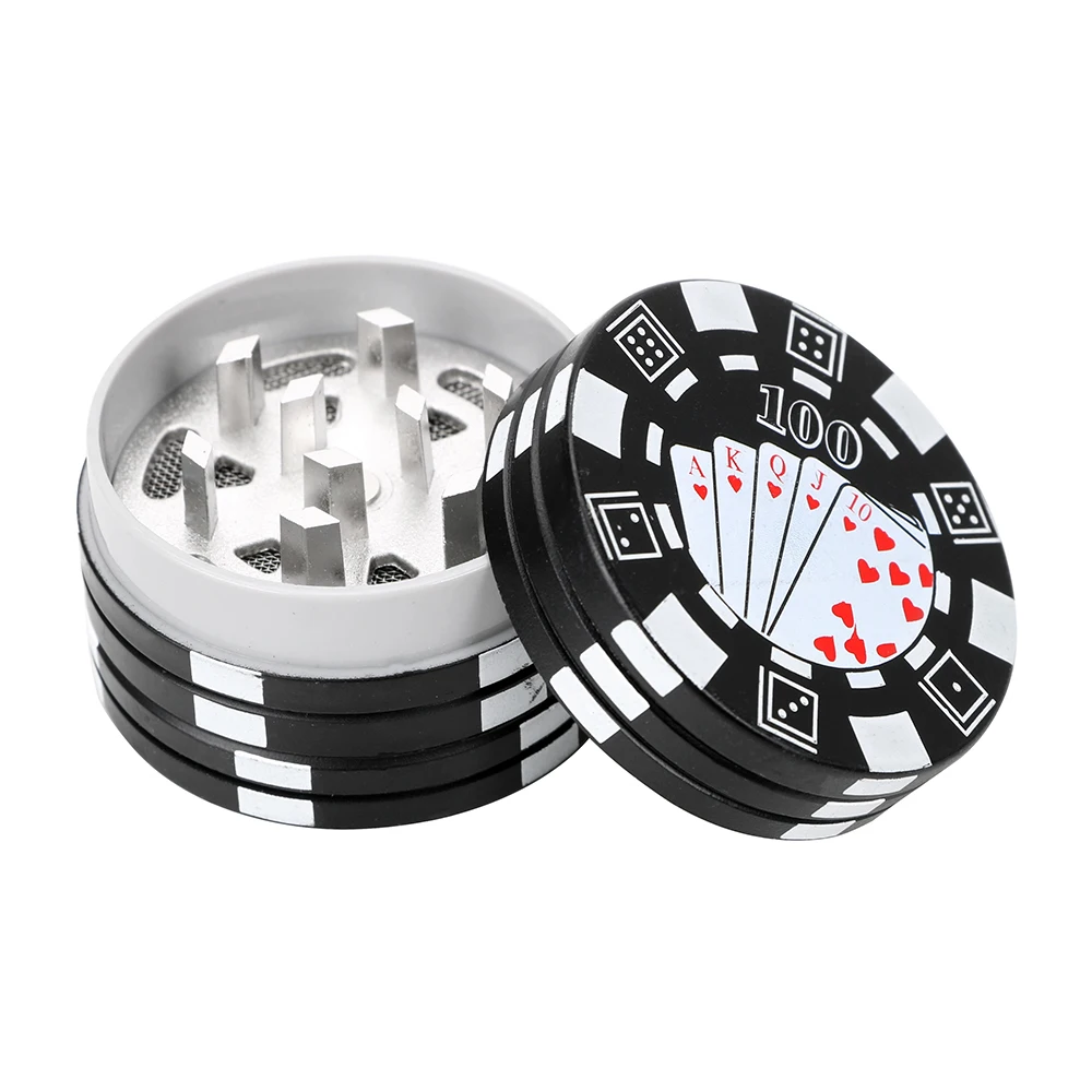 

Poker Chip Style Manual Tobacco Grinder 3-layer Herb Spice Crusher Cutter For Smoking Accessories