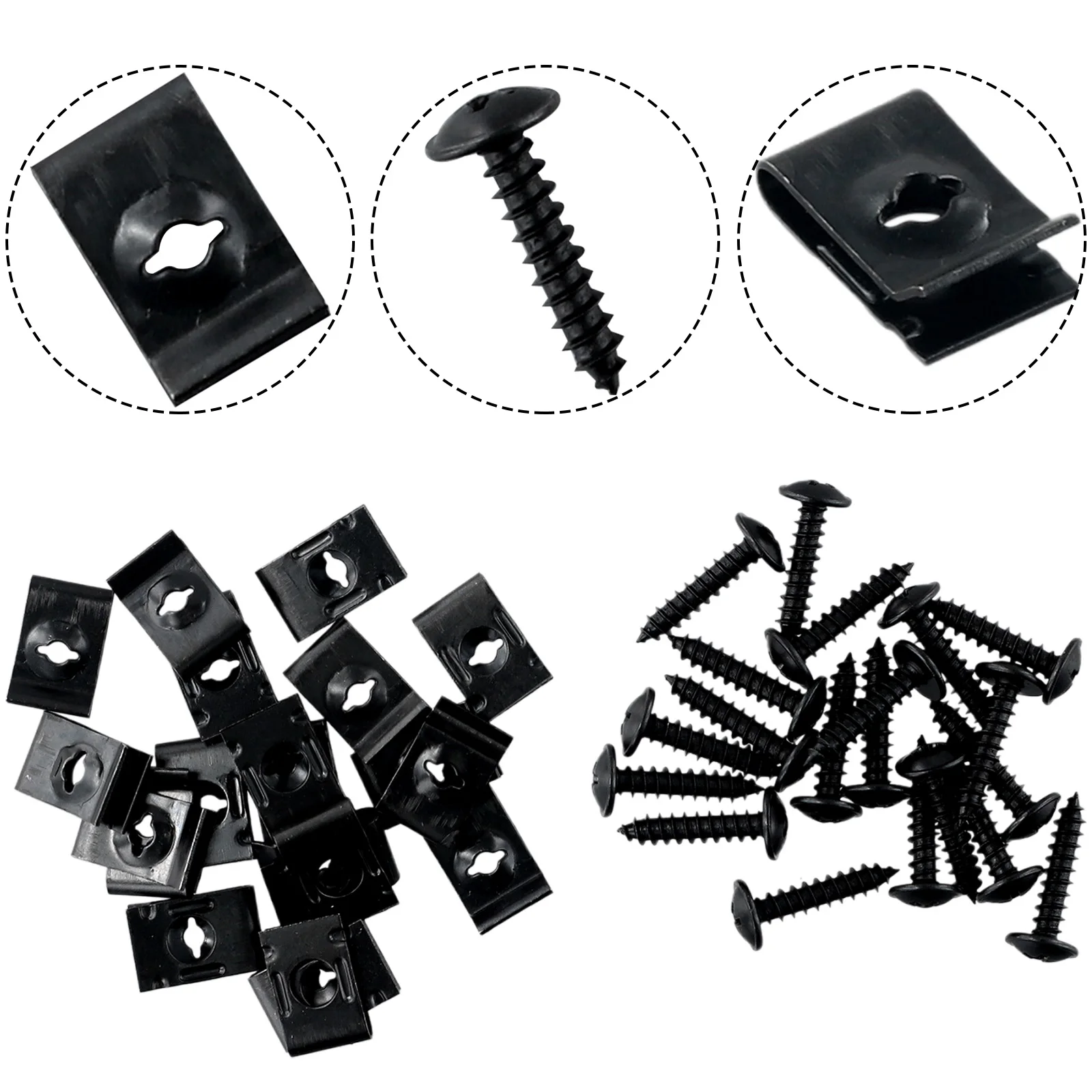 

20Set Metal U-type Clip With Screw Car Bumper Fender Trim Panel Fasteners Perfect To Replace Worn Out,damaged Or Broken Clips