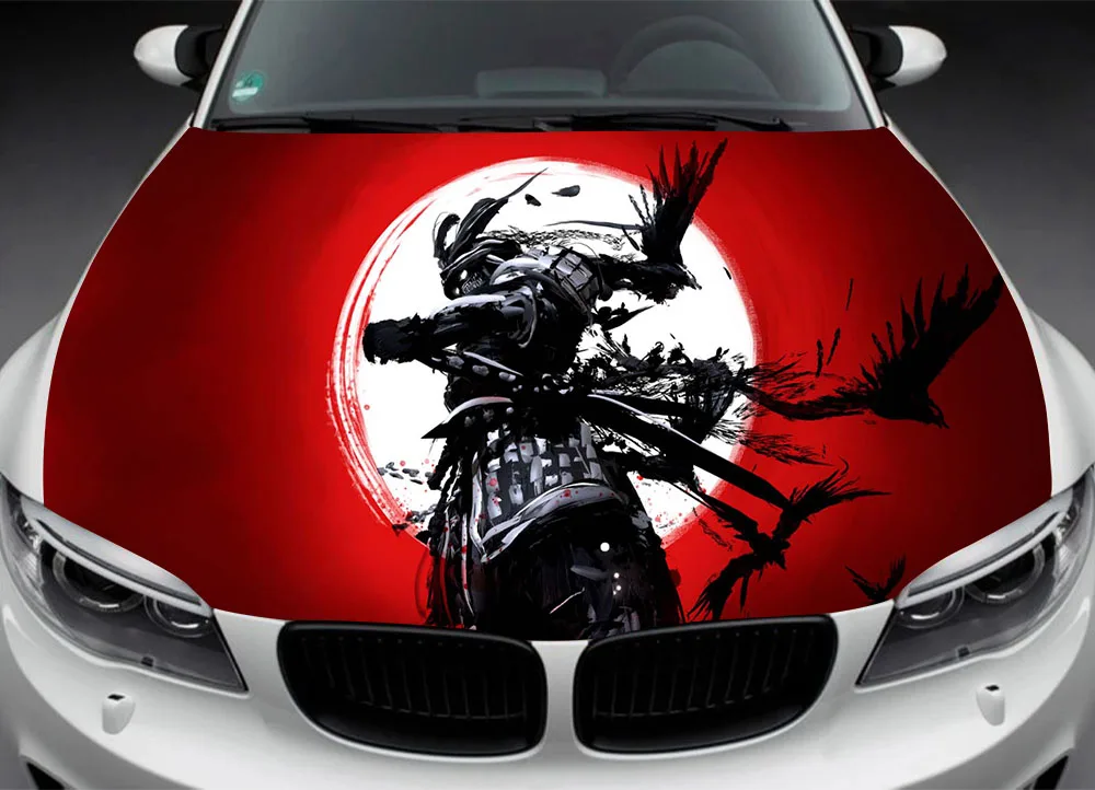 

Автомобильная наклейка самурая, японская наклейка на капот автомобиля, Виниловая наклейка на переднюю панель автомобиля, универсальный размер, декоративная аниме наклейка