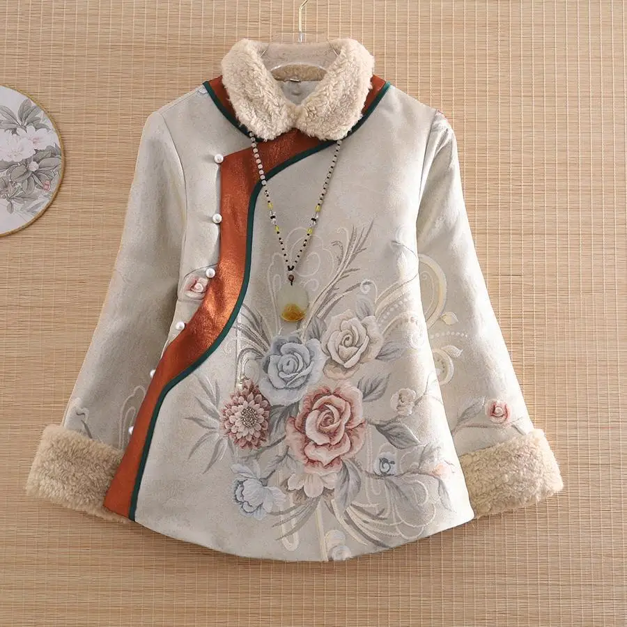 2024 Chinese style floral cheongsam top cotton winter lapel jacquard ancient Chinese clothing daily tangsuits coat for women
2024 Chinese style floral cheongsam top cotton winter lapel jacquard ancient Chinese clothing daily tangsuits coat for women