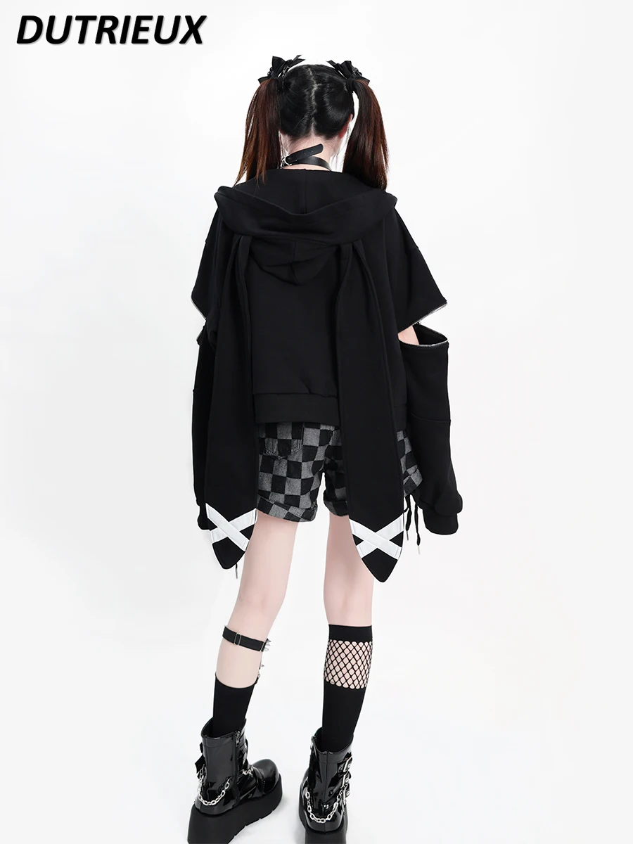 Lolita Cute Rabbit Ears Black Short Hooded Sweatshirt Women's Long Sleeve Spring Autumn Zip Up Oversized Hoodies Coat Cardigan
Lolita Cute Rabbit Ears Black Short Hooded Sweatshirt Women's Long Sleeve Spring Autumn Zip Up Oversized Hoodies Coat Cardigan