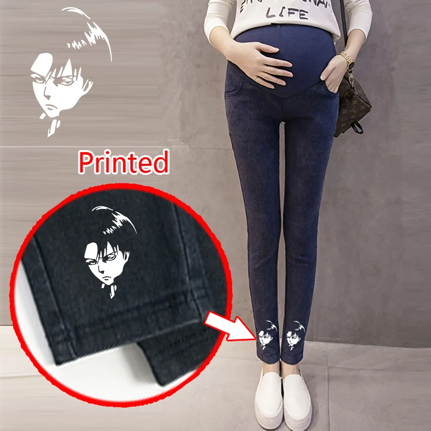 

High Waist Nursing pregnancy Pants Maternity clothes pregnant women Belly Support Denim Jeans Body Trousers Cartoon Anime Print