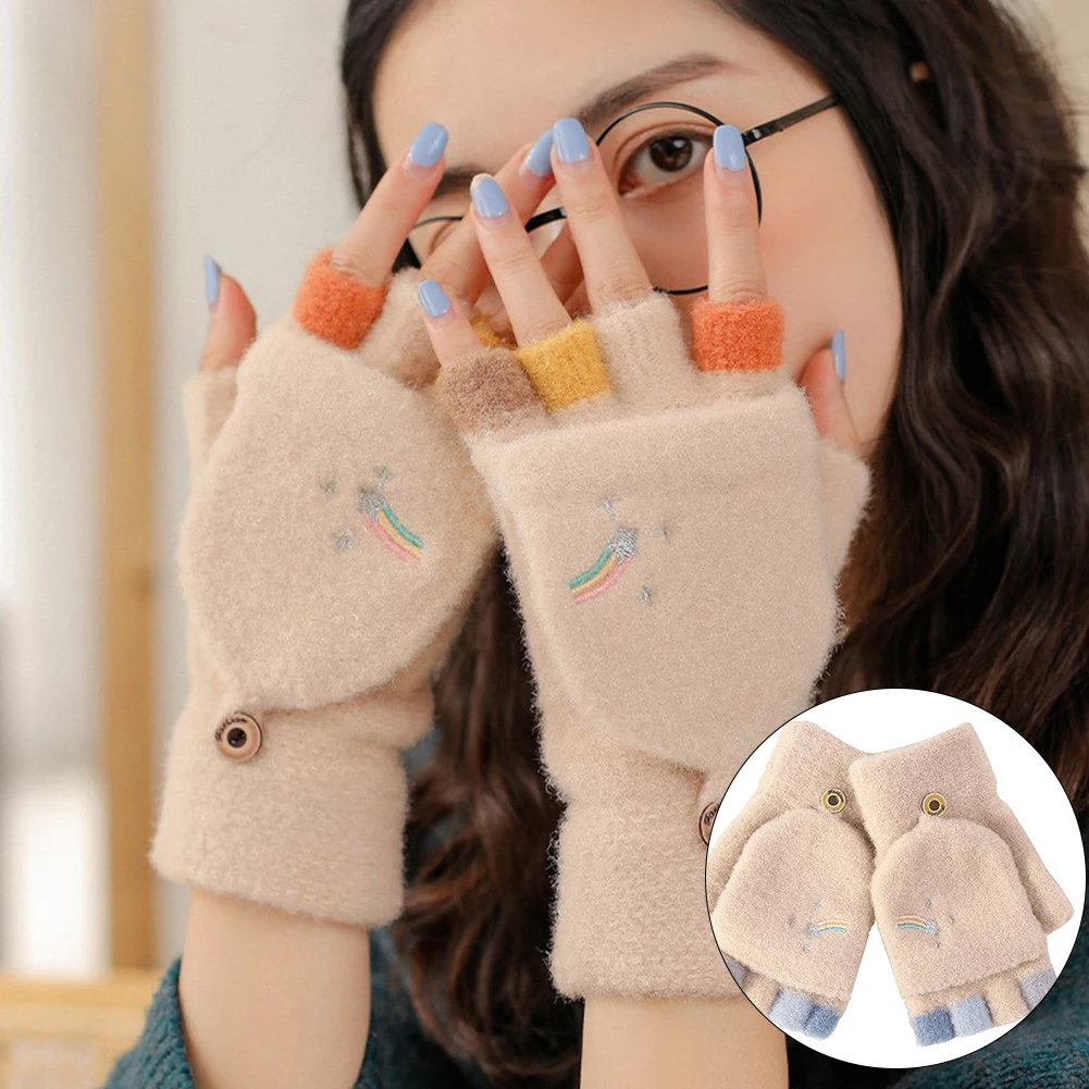 Winter Thickened Warm Flip Up Fingerless Gloves Women Mittens Skiing Gloves Cute Style For Outdoor Sports Sportswear
Winter Thickened Warm Flip Up Fingerless Gloves Women Mittens Skiing Gloves Cute Style For Outdoor Sports Sportswear