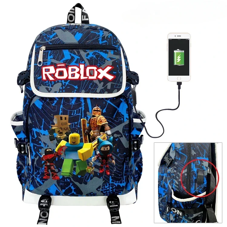

Upgrade Virtual World ROBLOX Peripheral Color Canvas Backpack USBAnime Cartoon School Bag Mochila Shoulders Fashion