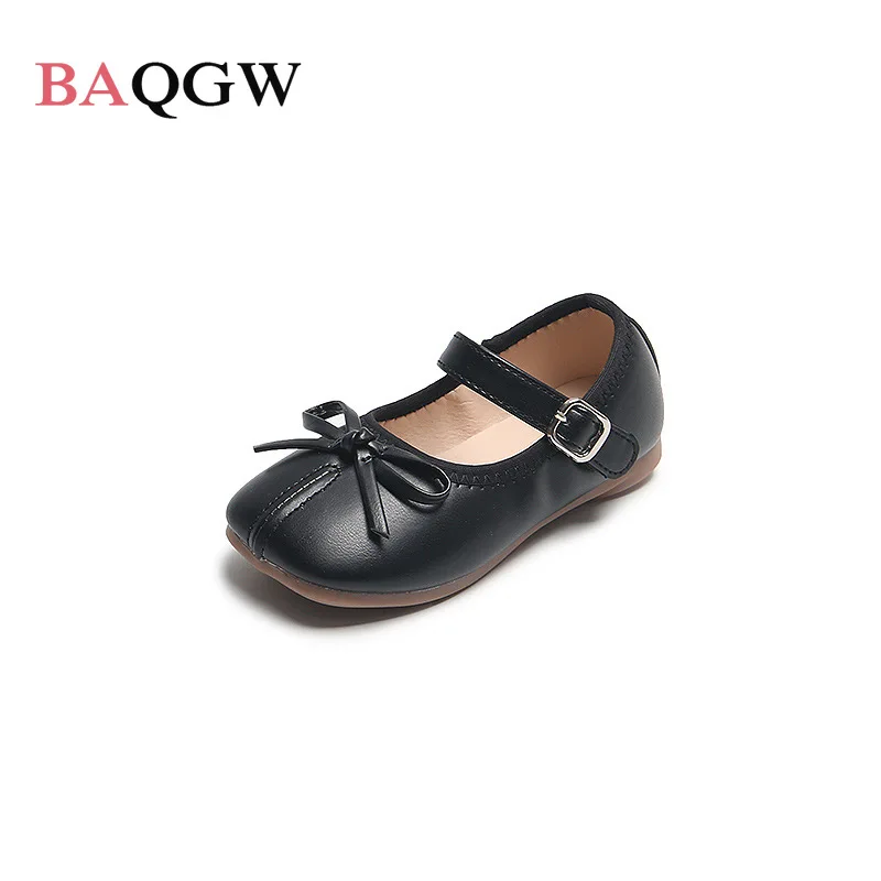 

Spring Autumn Girls Princess Shoes Butterfly Mary Janes White Black Leather Shoes for Kids Flats Child Single Shoe Baby Toddlers