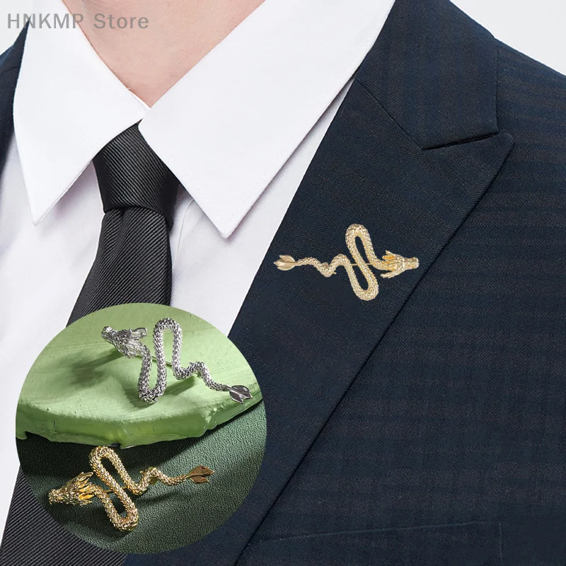 

Gold And Silver Color Luxury Dragon Badge Suit Coat Corsage Lapel Pins Fashion Jewelry Bag Clothing Accessories Metal Brooches