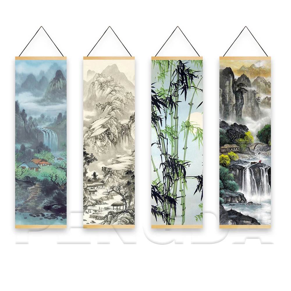 Printed Poster Nordic Canvas Wood Scroll Painting Chinese Landscape Simple with Ink Water Art for Gift Home Wall Hanging Decor
Printed Poster Nordic Canvas Wood Scroll Painting Chinese Landscape Simple with Ink Water Art for Gift Home Wall Hanging Decor