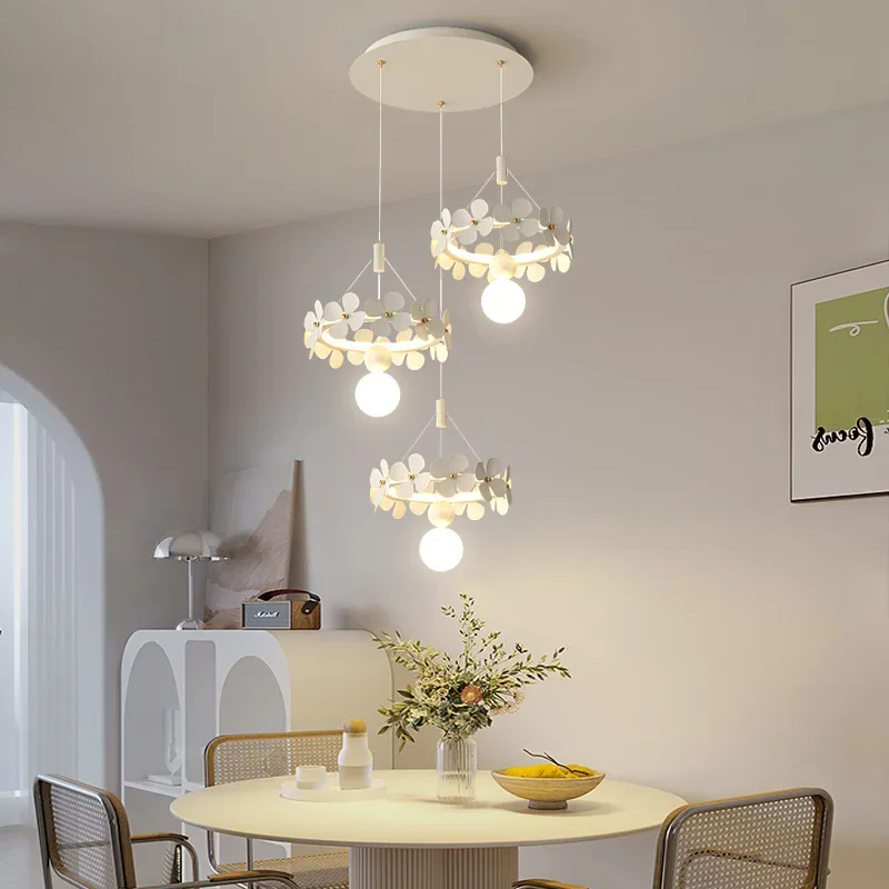 

Restaurant Chandelier Designer Modern Nordic Front Desk Bar Lamp Cream Breeze Simple Flower Dining Room Table Chandelier