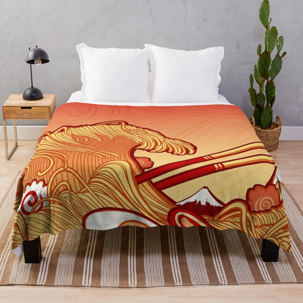 

The Great Ramen Wave Throw Blanket Decorative Sofas Multi-Purpose Fluffy Shaggy Blankets