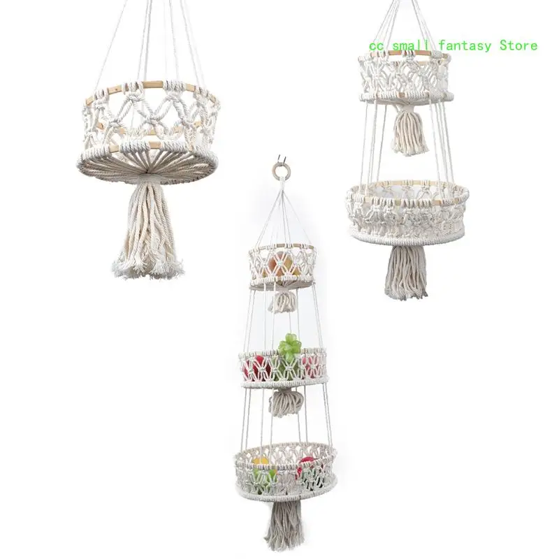 R3MA Hanging Fruit Basket 3 Tier Woven Cotton Rope Wall Baskets Kitchen Produce Storage Plant Holder
R3MA Hanging Fruit Basket 3 Tier Woven Cotton Rope Wall Baskets Kitchen Produce Storage Plant Holder