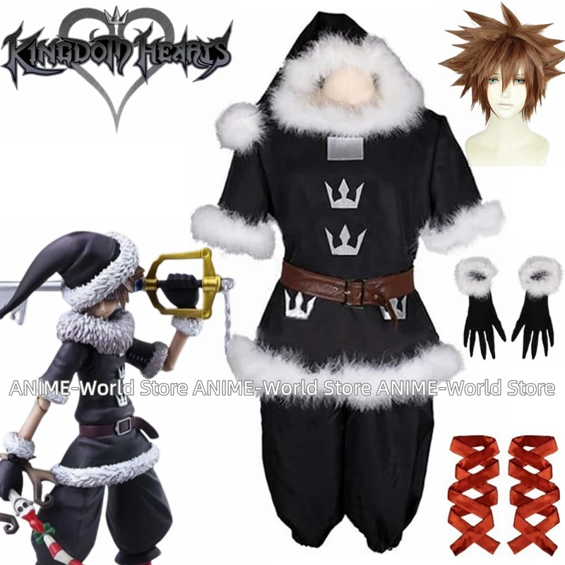 

Карнавальный костюм для косплея Сора Kingdom Hearts, костюм для Хэллоуина и Рождества, пальто и брюки, головной убор для девушек, костюм из искусственного аниме на заказ