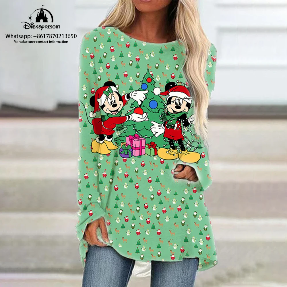Mickey and Minnie Anime Christmas Fall New Women's Round Neck Loose Long Sleeve T Shirt Disney Fashion Casual Raglan Dress
Mickey and Minnie Anime Christmas Fall New Women's Round Neck Loose Long Sleeve T Shirt Disney Fashion Casual Raglan Dress