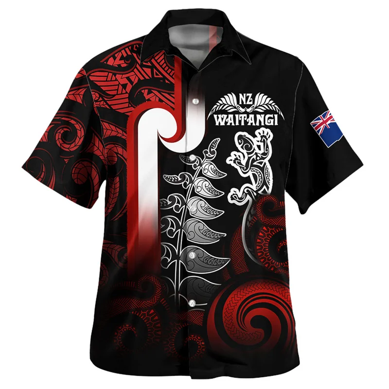 

Harajuku Summer 3D New Zealand Maori Silver Fern Papua Flag Printed Shirts NZ WAITANGI DAY Graphic Short Shirts Fashion Clothing