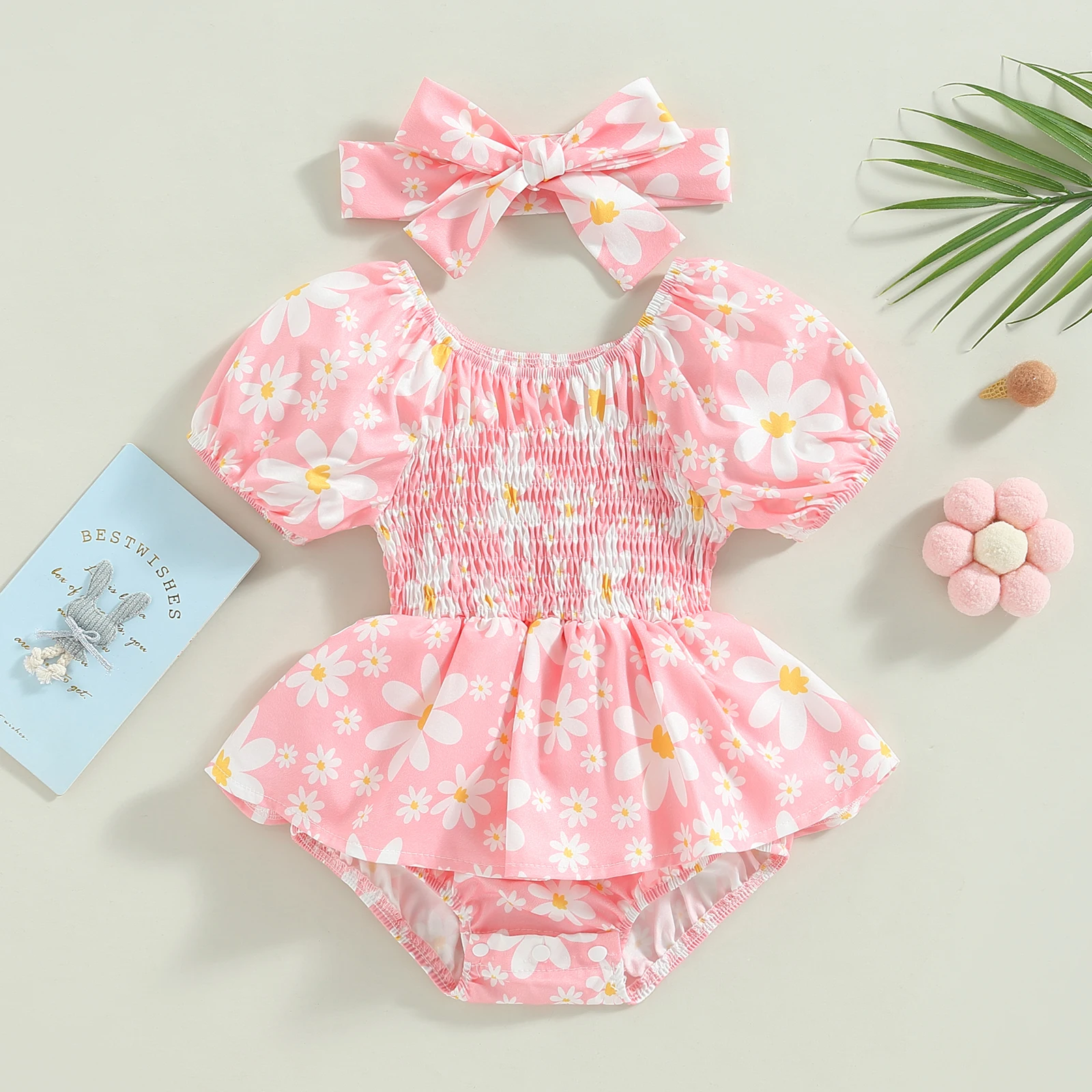 Baby Girls Clothes Romper Dress Print Short Sleeve Skirts Jumpsuits Summer Bodysuits with Headband Children Spring Clothes 2023
Baby Girls Clothes Romper Dress Print Short Sleeve Skirts Jumpsuits Summer Bodysuits with Headband Children Spring Clothes 2023