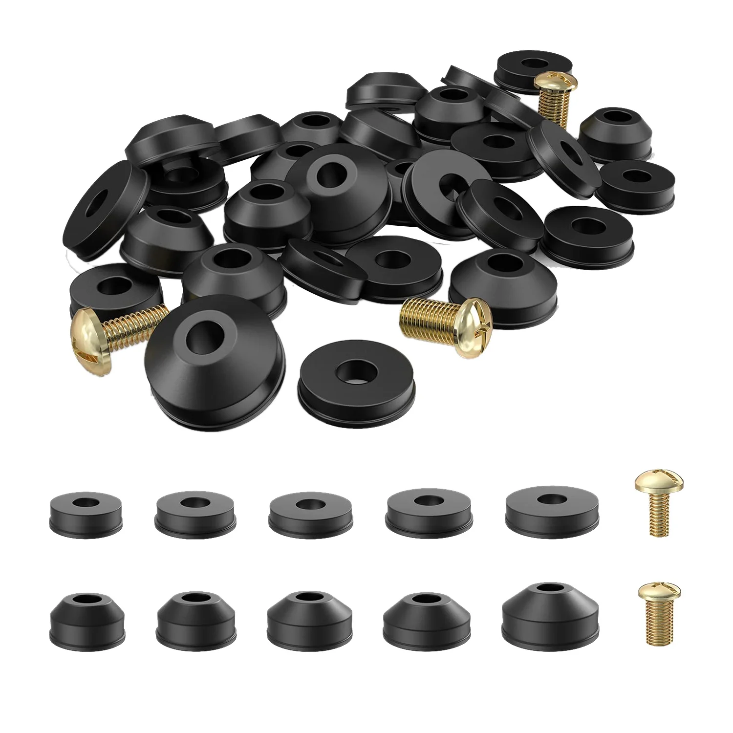 

Faucet Washers, 58-Pack Flat and Beveled Rubber Faucet Washers and Brass Bibb Screws Assortment Replacement Kit