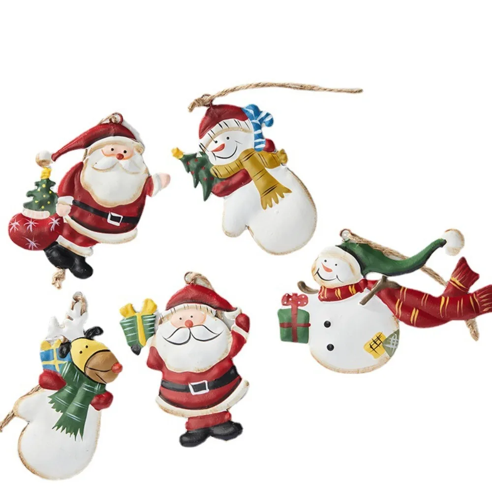 

Metal Art Festival Favors Cartoon Santa Claus Christmas Hanging Decoration Snowman Reindeer Xmas Tree Ornaments