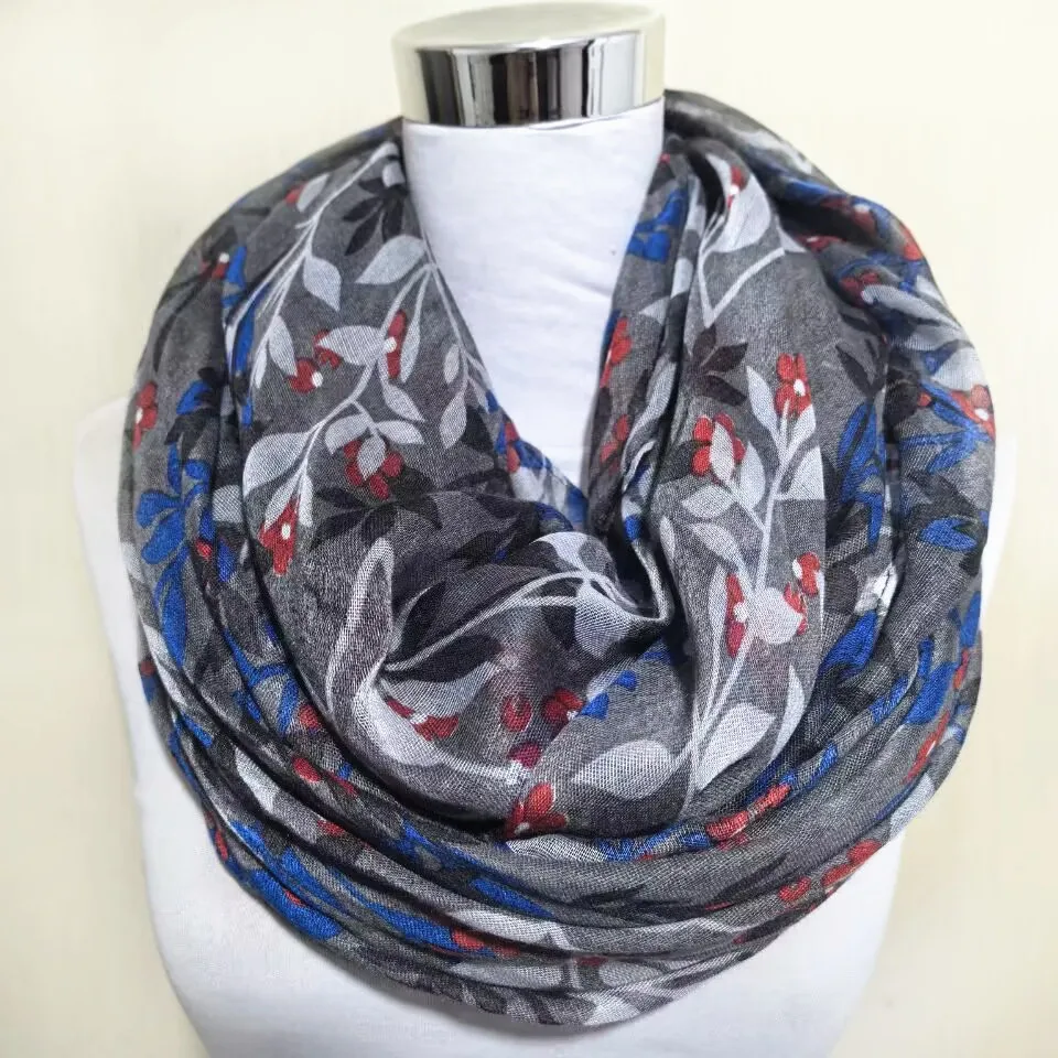 

Fashion warm Autumn Winter flower infinity Neck Scarf Women leaf ring Scarves soft circle Female Neckerchief Shawl