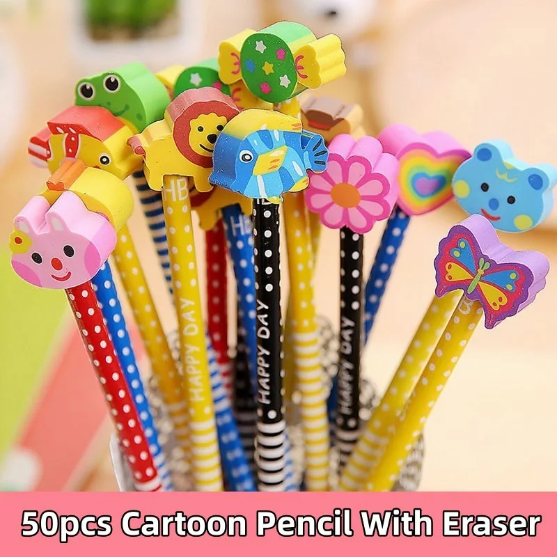 50Pcs Cute Cartoon Pencil with Eraser Kawaii Writing Pen HB Drawing Wooden Pencils Student School Stationery Supplies
50Pcs Cute Cartoon Pencil with Eraser Kawaii Writing Pen HB Drawing Wooden Pencils Student School Stationery Supplies
