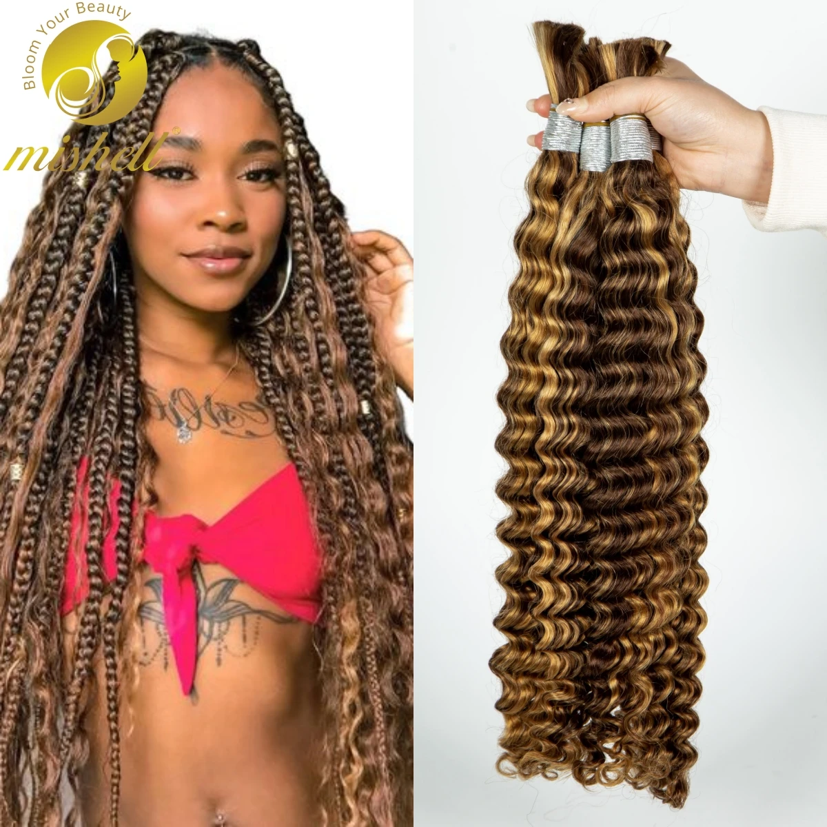 Deep Wave Human Hair Bulk for Braiding No Weft 100% Virgin Hair 4-27 Highlight Ombr 26 28 Inch 1 3 4 Bundles Curly Braiding Hair
Deep Wave Human Hair Bulk for Braiding No Weft 100% Virgin Hair 4-27 Highlight Ombr 26 28 Inch 1 3 4 Bundles Curly Braiding Hair