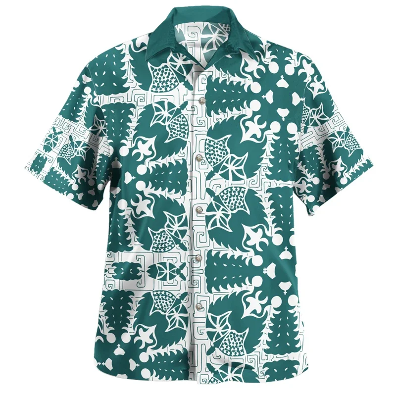 

Polynesian Men's Shirts Lapel Shirts Samoan Tribal Ethnic Men's Retro 3D Tops Shirts Hawaiian Casual Men's Short Sleeve Shirts