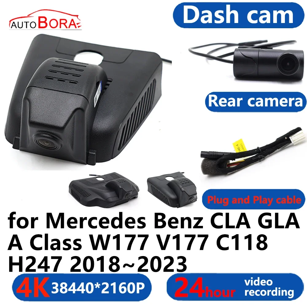 

AutoBora 4K Wifi 3840*2160 Автомобильный видеорегистратор камера 24 часа видео для Mercedes Benz CLA GLA A Class W177 V177 C118 H247 2018 ~ 2023