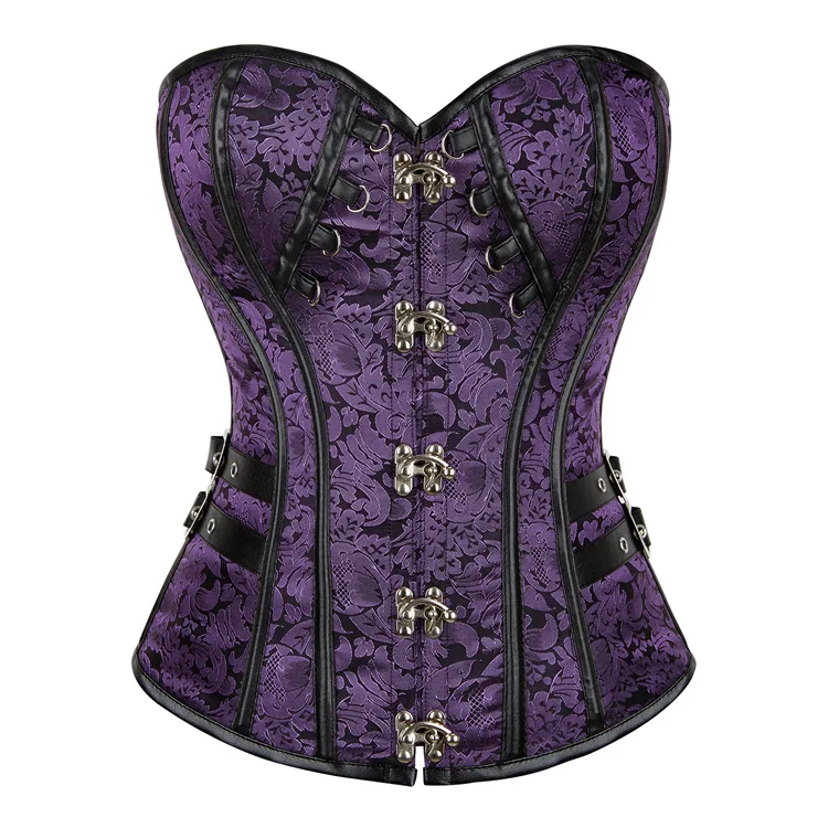 

Steampunk Corset Jacquard Gothic Punk Bustier Women Top Plus Size Vintage Outerwear Corselet Overbust Pirate Costume