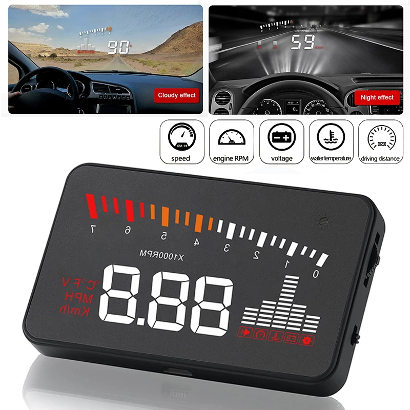 

Car HUD Head-up Display OBD2 LED Digital Speedometer Overspeed Warning Reflector