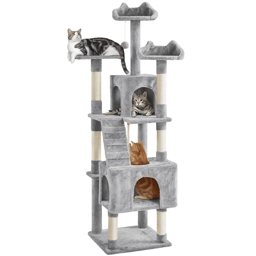 72″ H Multi-Level Large Cat Tree with 2 Cozy Perches for Medium Cats, Light Gray, pet bed
72″ H Multi-Level Large Cat Tree with 2 Cozy Perches for Medium Cats, Light Gray, pet bed
