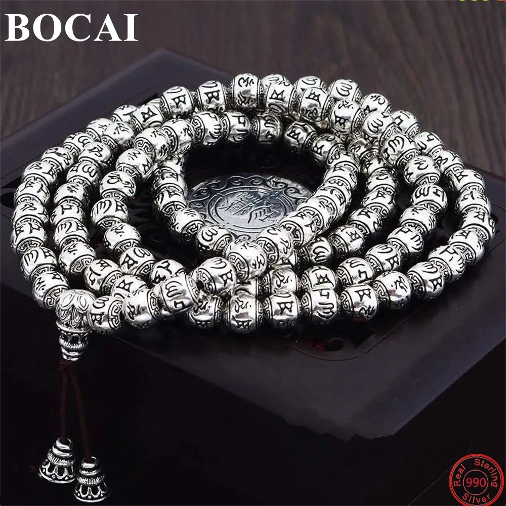 BOCAI S990 Sterling Silver Bracelets for Men Women Six Syllable Mantra Rosary 108 Bead-Chain Pure Argentum Hand String Amulet
BOCAI S990 Sterling Silver Bracelets for Men Women Six Syllable Mantra Rosary 108 Bead-Chain Pure Argentum Hand String Amulet