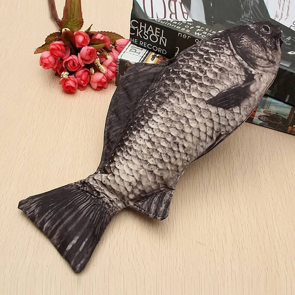 

Fish Shape Carp Pen Bag Realistic Make-up Pouch Pencil Case With Zipper Casual Toiletry Wash Funny Handbag