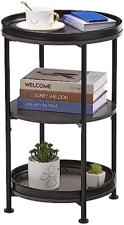 Round End Table, 3 Tiers Round Side Table with Sturdy Metal Frame, Metal Round Sofa Table, Vintage Nightstand for Living Room Be
Round End Table, 3 Tiers Round Side Table with Sturdy Metal Frame, Metal Round Sofa Table, Vintage Nightstand for Living Room Be