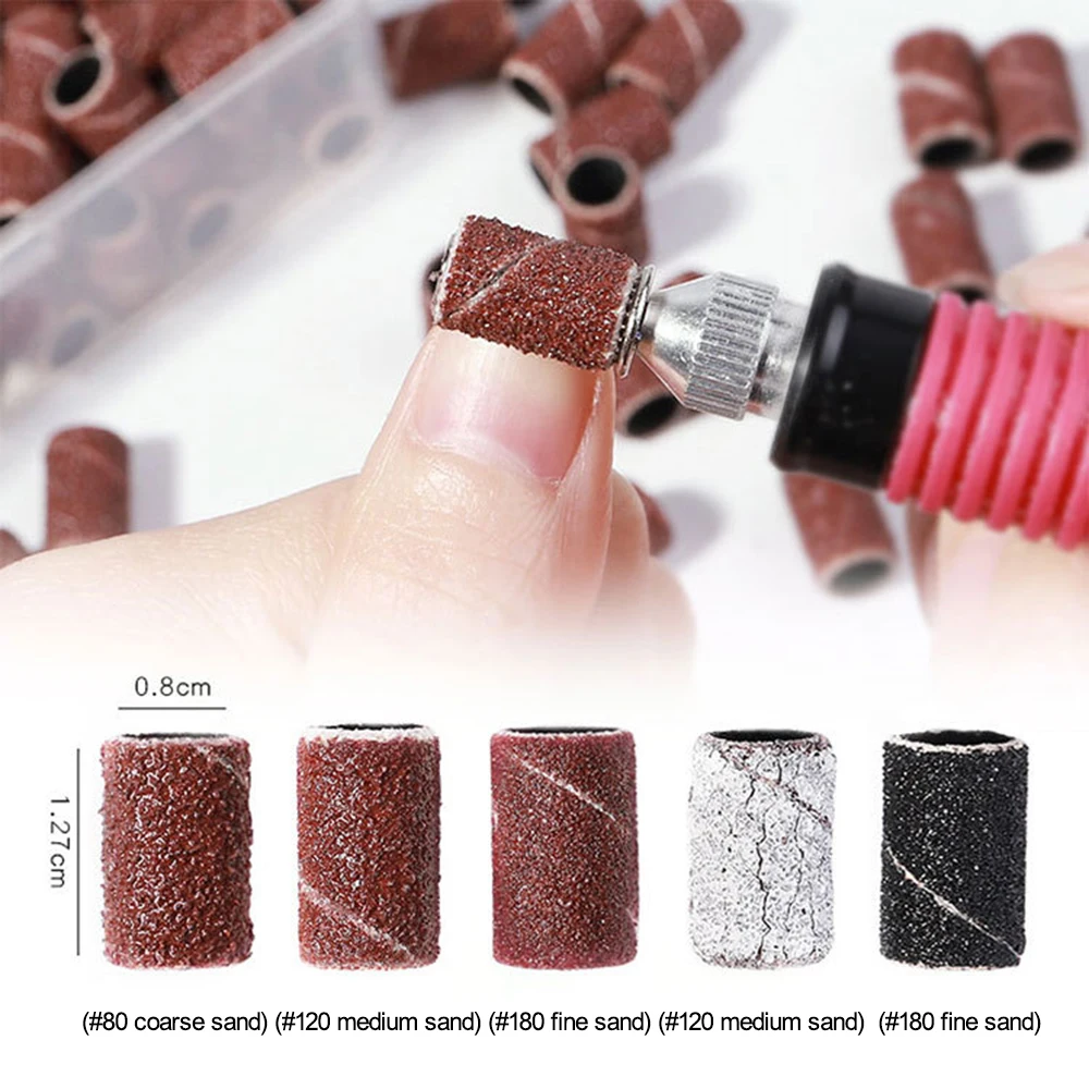 75/100pcs Polish Remover Grinding Heads Set Abrasive Sleeves Sanding Cap Bands 80# 120# 180# For Nail Drill Manicure Tools New
75/100pcs Polish Remover Grinding Heads Set Abrasive Sleeves Sanding Cap Bands 80# 120# 180# For Nail Drill Manicure Tools New