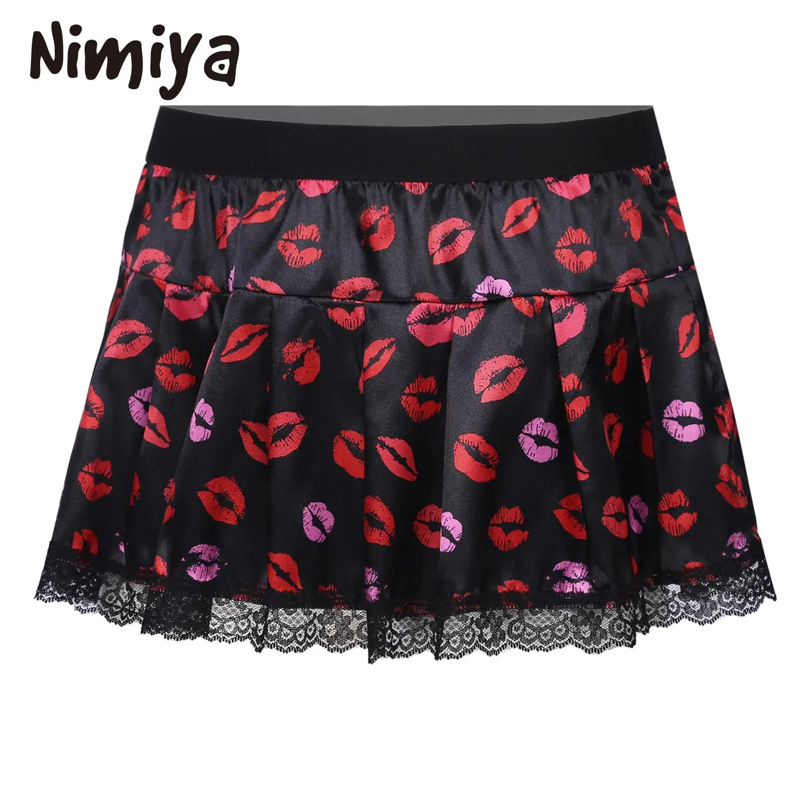 Nimiya Mens Lace Trim Solid Color/Lips/Hearts/Polka Dot Printed Short Pleated Skirt Role Play Costume Satin Miniskirt Nightwears
Nimiya Mens Lace Trim Solid Color/Lips/Hearts/Polka Dot Printed Short Pleated Skirt Role Play Costume Satin Miniskirt Nightwears