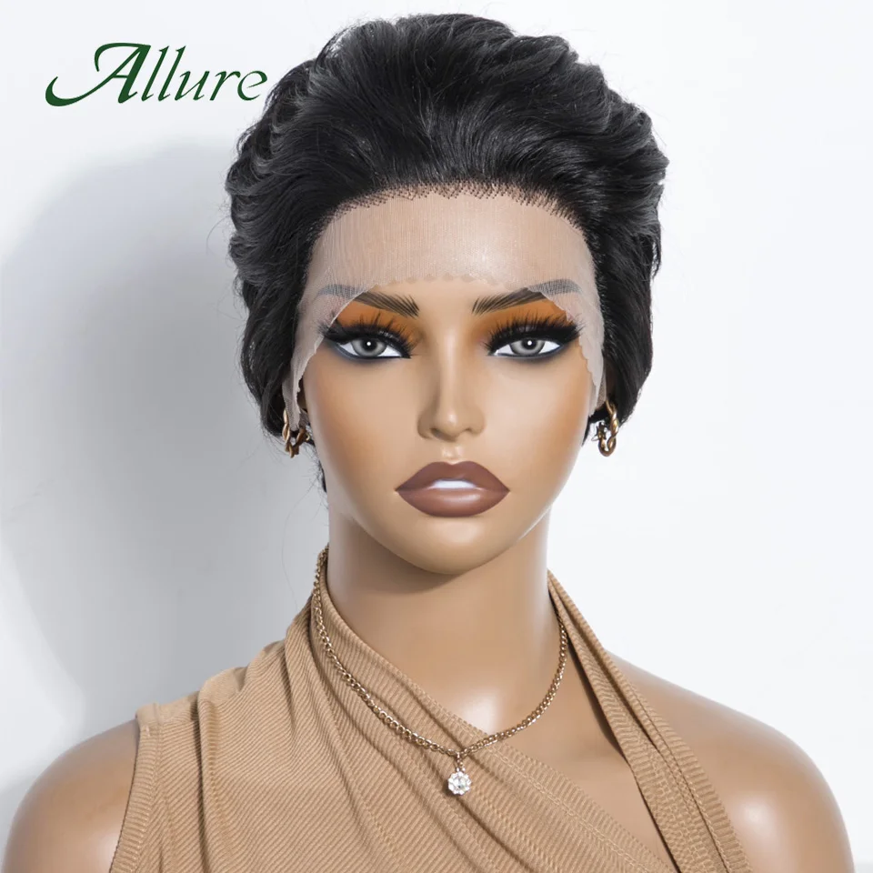 Brazilian Straight Human Hair Lace Wigs For Black Women Pixies Short Natural Black Hair Wigs Preplucked With Babyhair Allure
Brazilian Straight Human Hair Lace Wigs For Black Women Pixies Short Natural Black Hair Wigs Preplucked With Babyhair Allure