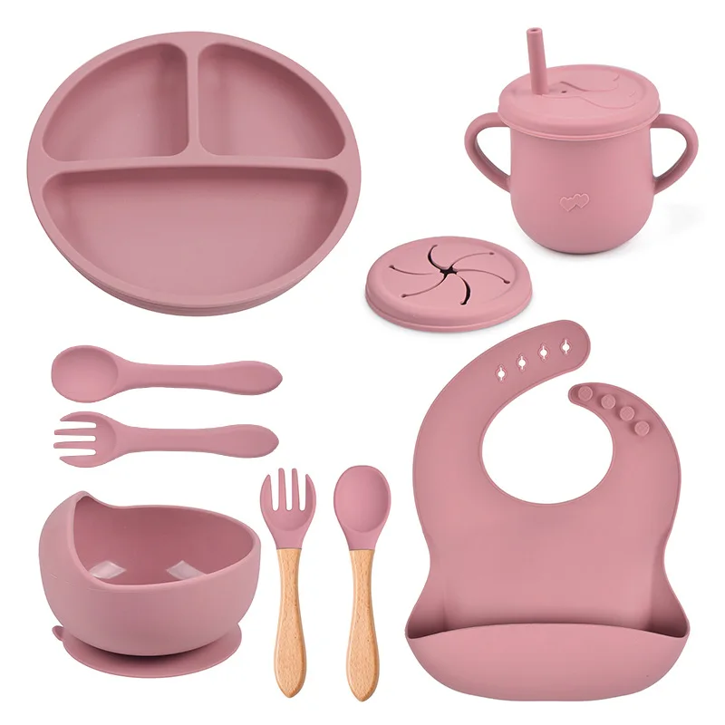 9Pcs Baby Silicone Bowl Suction Smile Face Plate Waterproof Bib Cup Wood Spoon Fork Set Baby Feeding Tableware Set Kids Dishes
9Pcs Baby Silicone Bowl Suction Smile Face Plate Waterproof Bib Cup Wood Spoon Fork Set Baby Feeding Tableware Set Kids Dishes