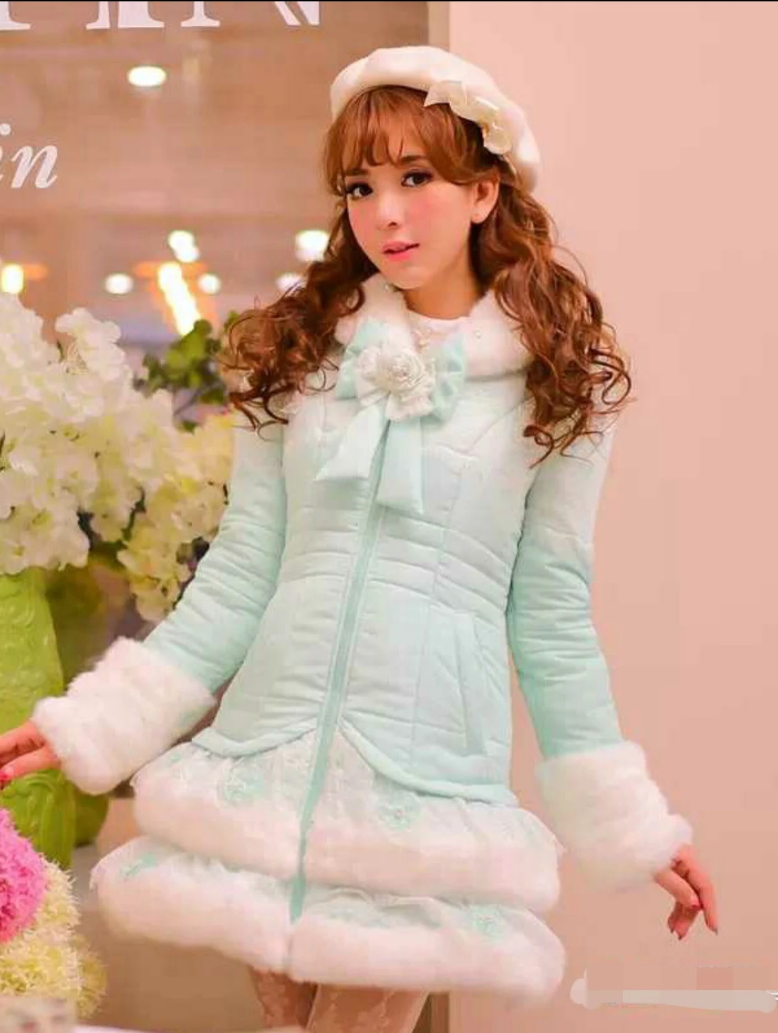 Princess sweet lolita coat Candy Rain Sweet princess winter warm thickening coat mint green cotton long coat C15CD5995
Princess sweet lolita coat Candy Rain Sweet princess winter warm thickening coat mint green cotton long coat C15CD5995