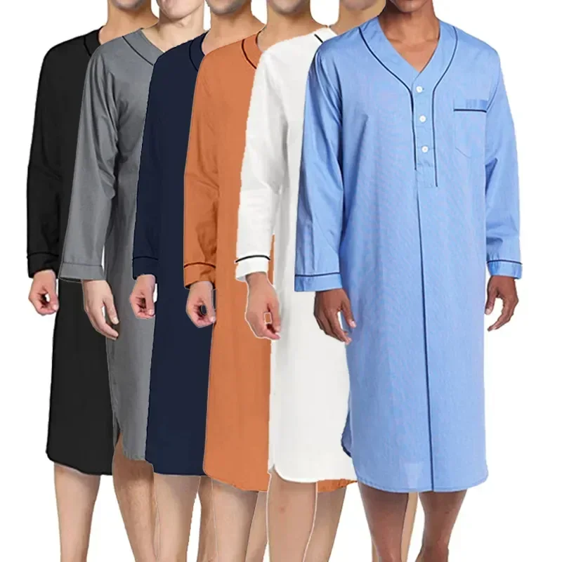 

Легкая Домашняя одежда, весенне-осенняя хлопковая Удобная Пижама с рукавами для сна, Длинные банные халаты, большие размеры, мужские халаты