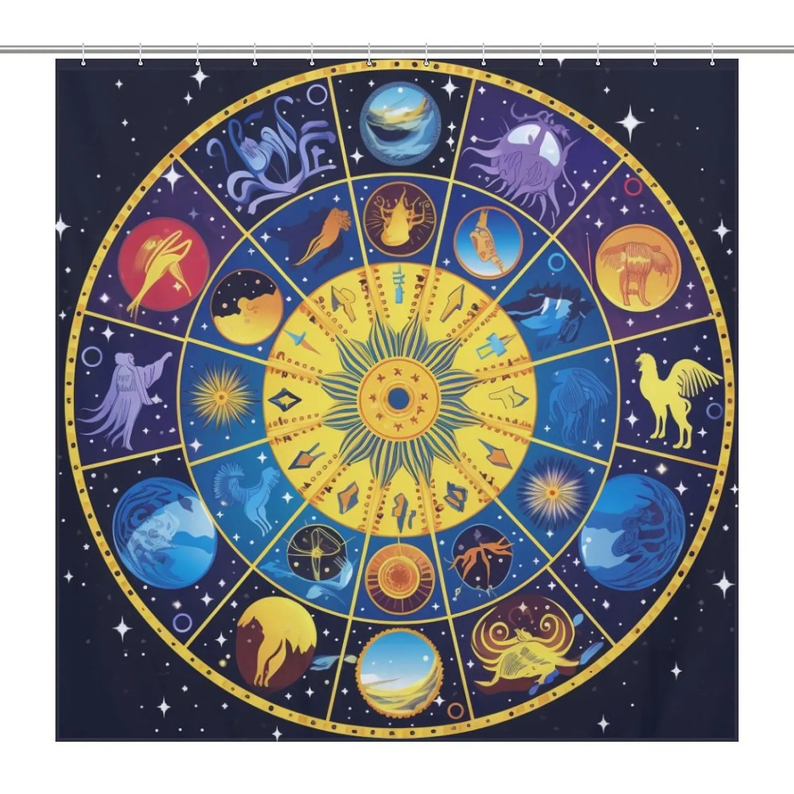 

Астрологический гороскоп, Зодиак, круг, душевая занавеска, декор для ванной комнаты, тканевые шторы, занавески для ванной, водонепроницаемые от солнца, рождения, 12 шт. крючков