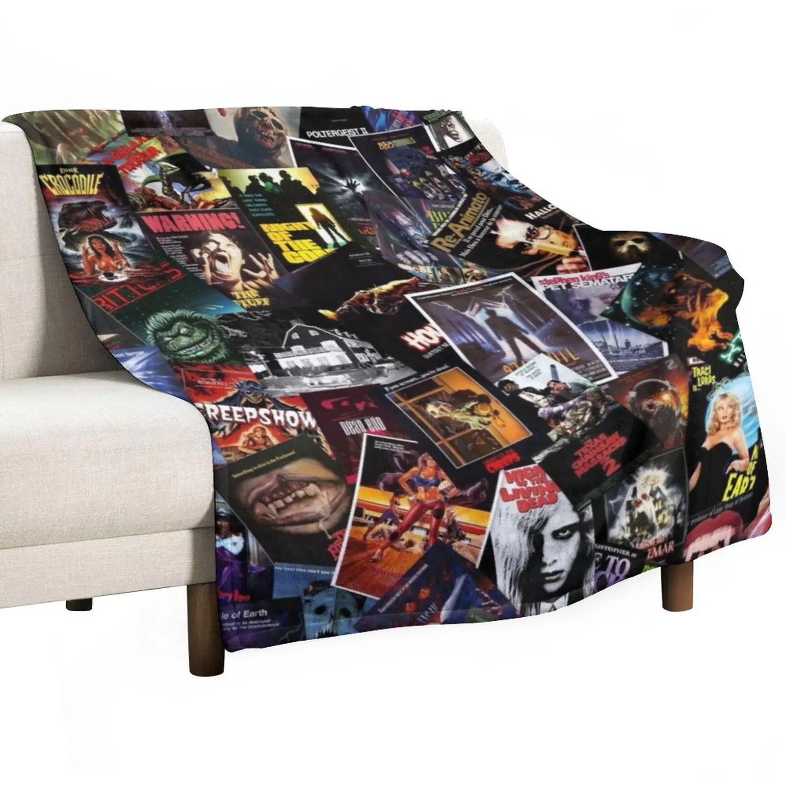 

Horror MovieCover Collage Throw Blanket wednesday Stuffed Blankets Soft Plush Plaid Sofas