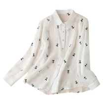2022 Spring Summer White Shirt Women Casual Turn-down Collar Ramie Embroidery Casual Floral Straight Womans Tops
2022 Spring Summer White Shirt Women Casual Turn-down Collar Ramie Embroidery Casual Floral Straight Womans Tops