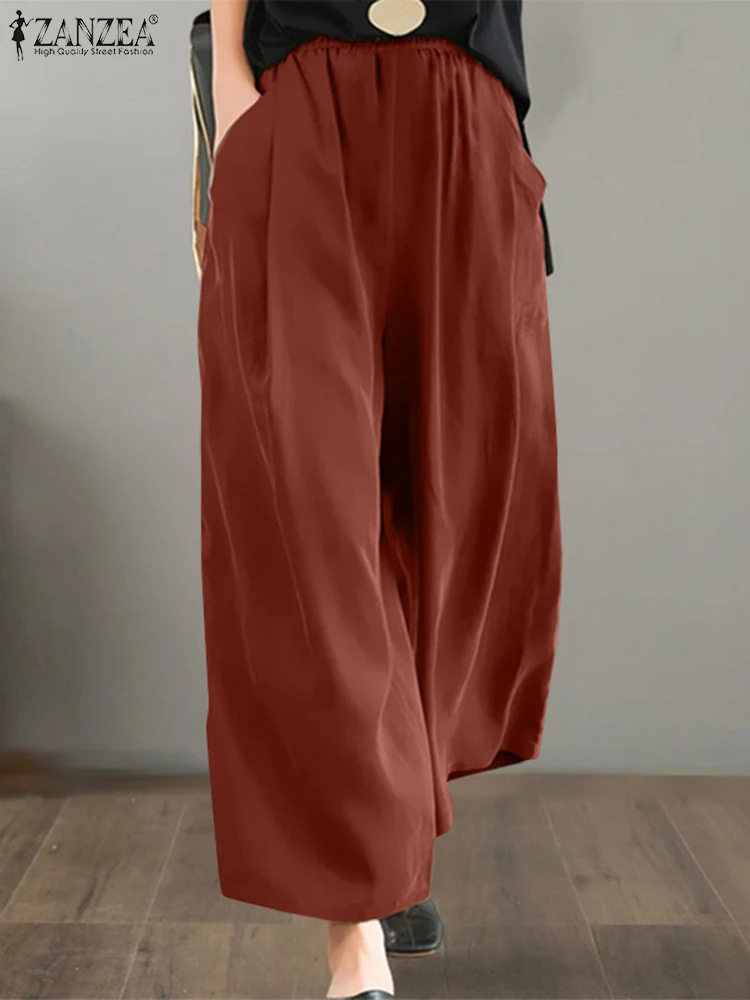 ZANZEA Women Elastic Waisted Pantalon Casual Loose Wide Leg Long Pants 2024 Summer Solid Color Trousers Korean Style Pocket Pant
ZANZEA Women Elastic Waisted Pantalon Casual Loose Wide Leg Long Pants 2024 Summer Solid Color Trousers Korean Style Pocket Pant