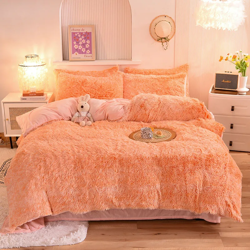 3Pcs Super Shaggy Coral Fleece Warm Cozy Princess Bedding Set Mink Velvet Duvet Cover Set Bed Comforter Cover Blanket Pillowcase 20 S1ca2f0f01ea849539b9dd11aba48479c4