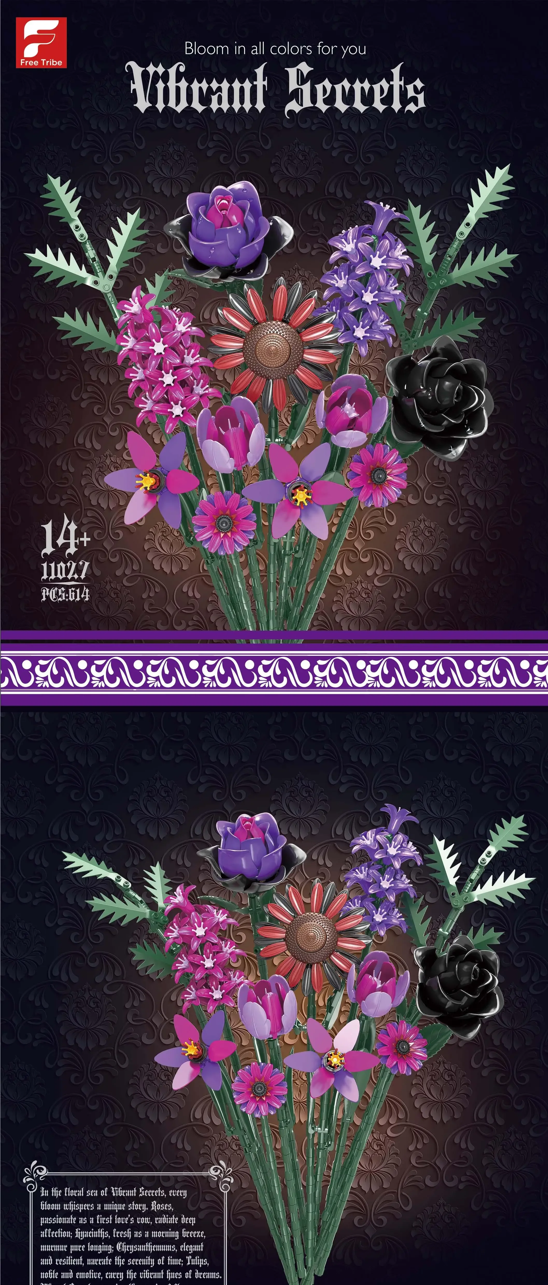 614PCS Gothic Flower Bouquet Building Blocks Romantic Flower Model Bricks Home Decoration Kids Educational DIY Toys Holiday Gift 614PCS Gothic Flower Bouquet Building Blocks Romantic Flower Model Bricks Home Decoration Kids Educational DIY Toys Holiday Gift