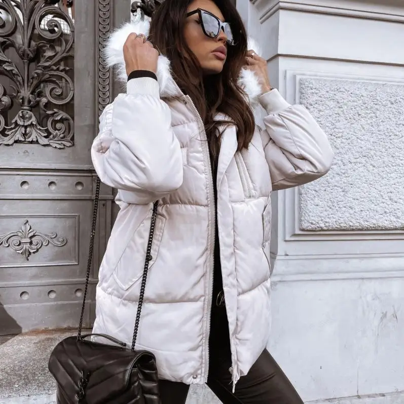 Winter Women's Coat Casual Thickened Warm Fur Collar Windproof Hooded Cotton-padded Jacket
Winter Women's Coat Casual Thickened Warm Fur Collar Windproof Hooded Cotton-padded Jacket
