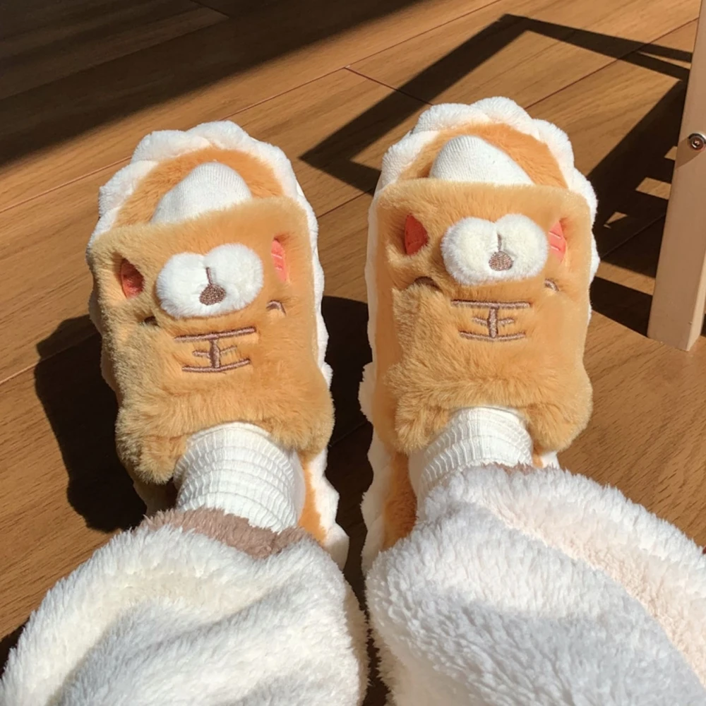 

ASIFN Women's Cotton Slippers Cute Little Tiger At Home in Winter Indoor Anti Slip Comfortable Soft Sole Warm Casual Plush Shoes