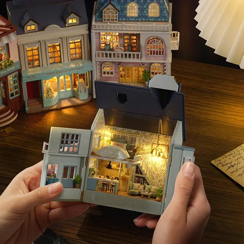 

Новый деревянный миниатюрный Строительный набор «сделай сам», кукольные домики с мебелью, магазин десертов, домик для кукол, игрушки ручной работы для девочек, рождественские подарки