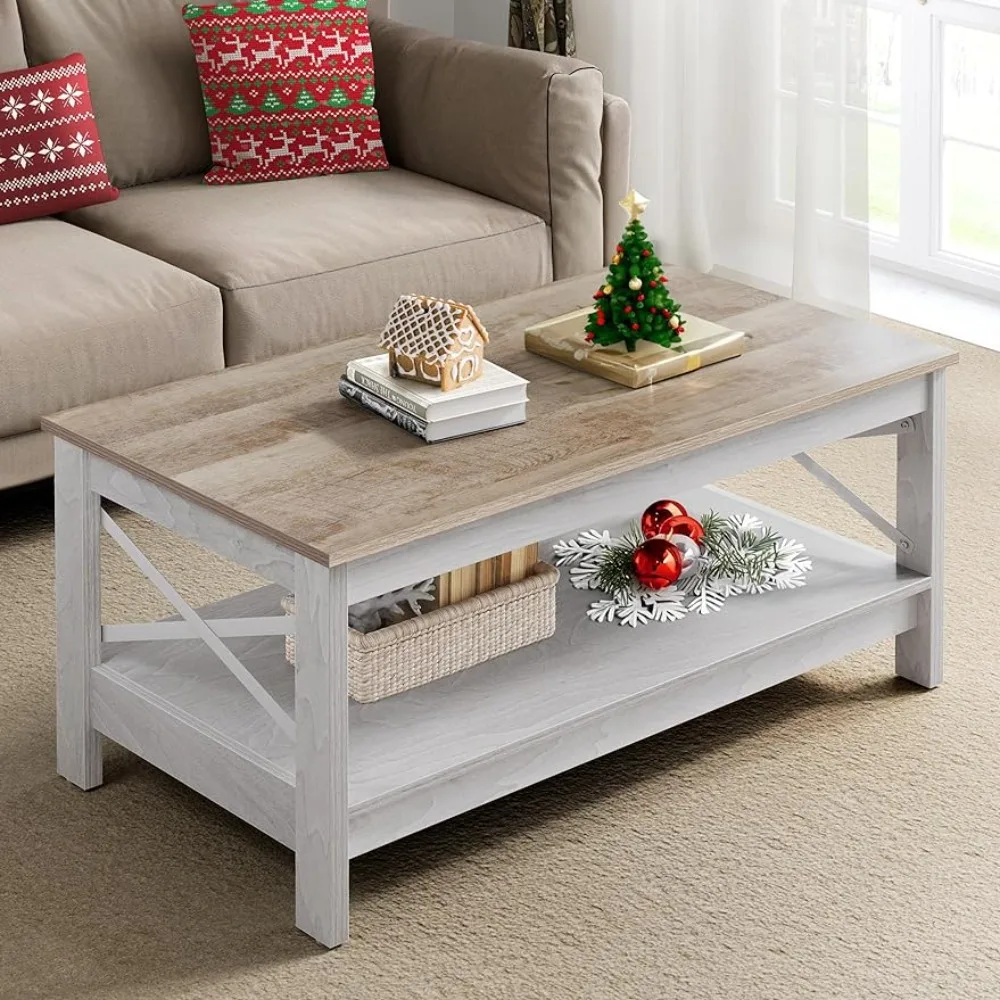 

Lift Top Coffee Table for Wood Living Room Grey Wash Hidden Storage Round Coffee Tables Basses Bed Side Table Salon Furniture