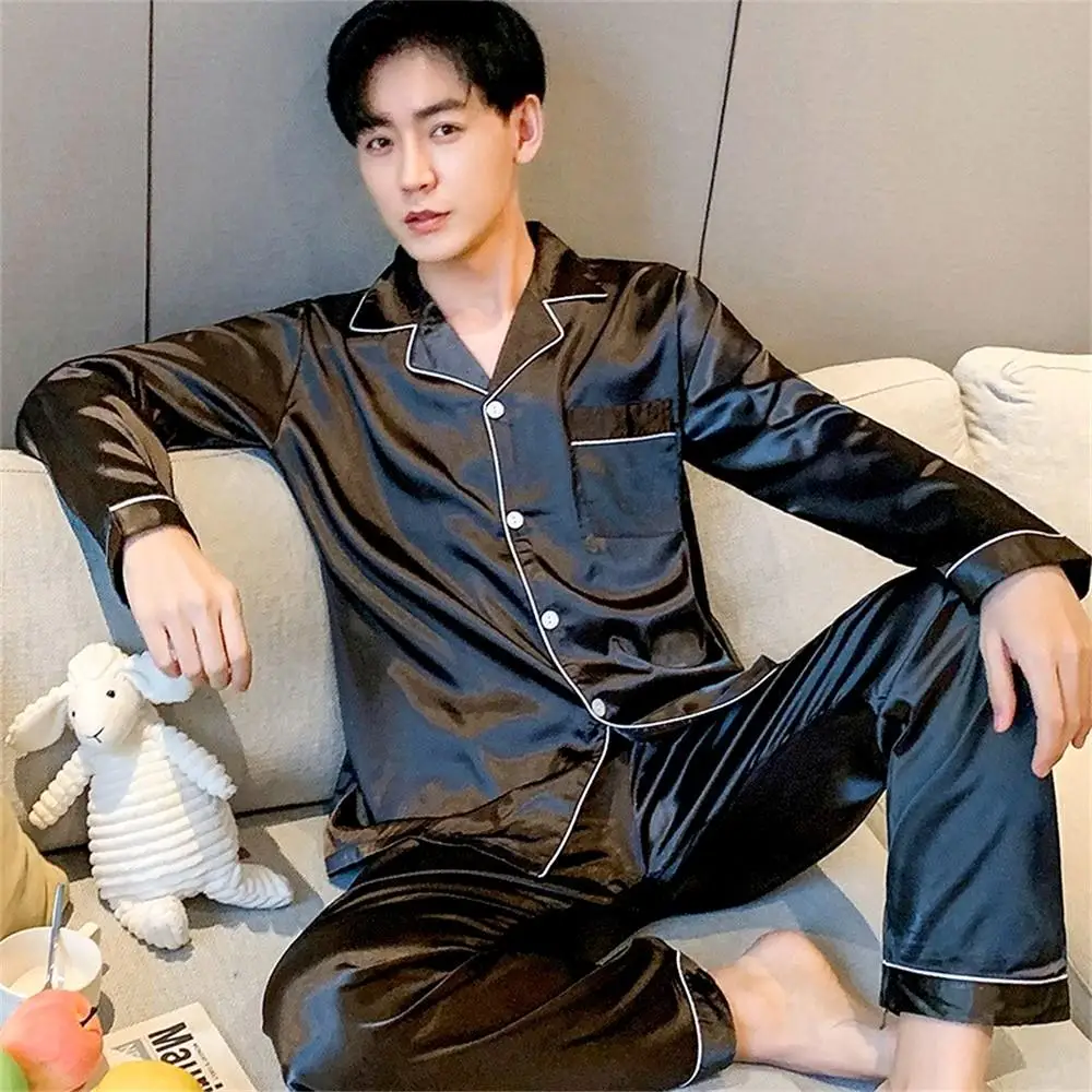 Men's Pajamas Set Silk Satin Sleepwear Shirt Long Short Sleeve Pijama Male Home Suit Soft Loungewear Big Size Winter Nightwear
Men's Pajamas Set Silk Satin Sleepwear Shirt Long Short Sleeve Pijama Male Home Suit Soft Loungewear Big Size Winter Nightwear
