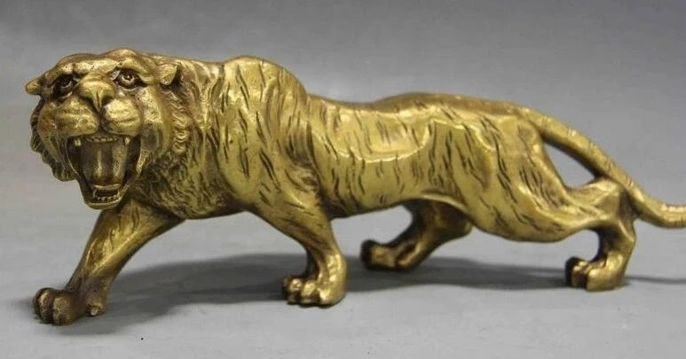 

Китайская фэн-шуй медная латунная статуя животного зодиака Счастливый тигр