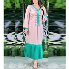 Women's Dress Long Dress Stitching Pleated Fashion Muslim Party Clothing Dubai Arab Middle East Ethnic Style Autumn Spring New
Women's Dress Long Dress Stitching Pleated Fashion Muslim Party Clothing Dubai Arab Middle East Ethnic Style Autumn Spring New